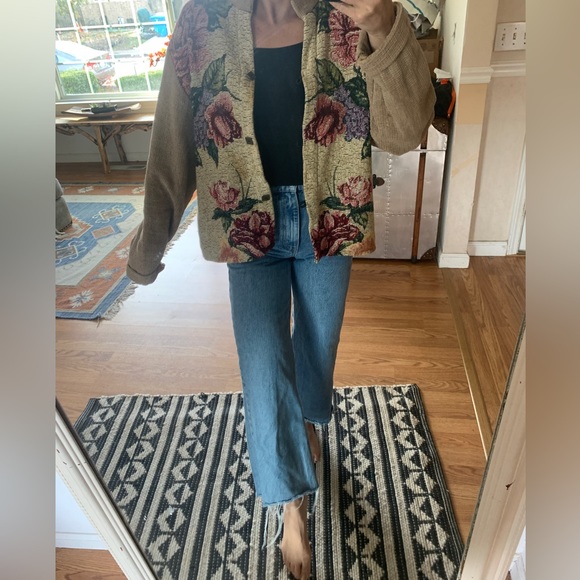 Ann Maurice Jackets & Coats Vintage Carpet Coat Knit Embroidered Colorful Flower Print